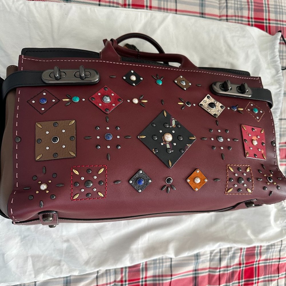NWT Coach Double Swagger 43 with Patchwork Prairie Rivets & Snakeskin Detail